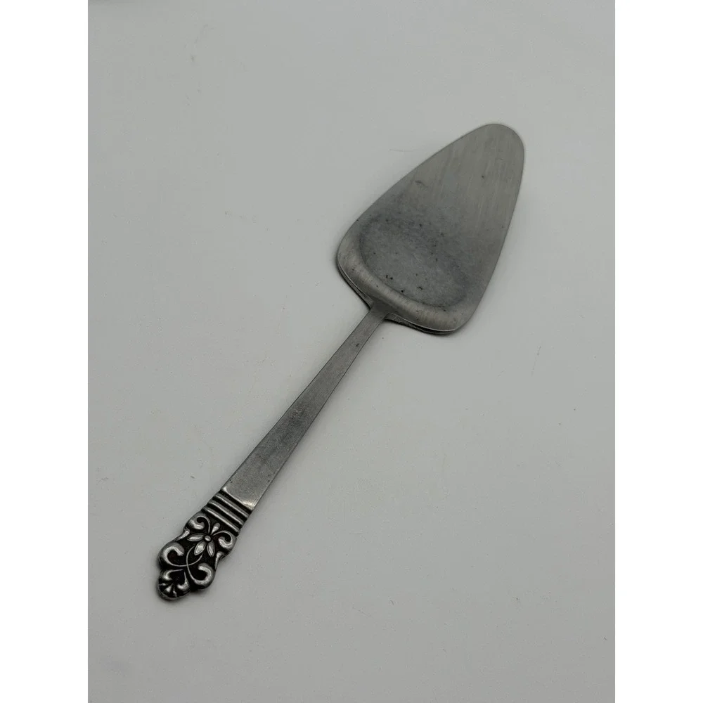 Cambridge Stainless Steel Japan Pie Cake Server Floral Scroll Handle Vintage